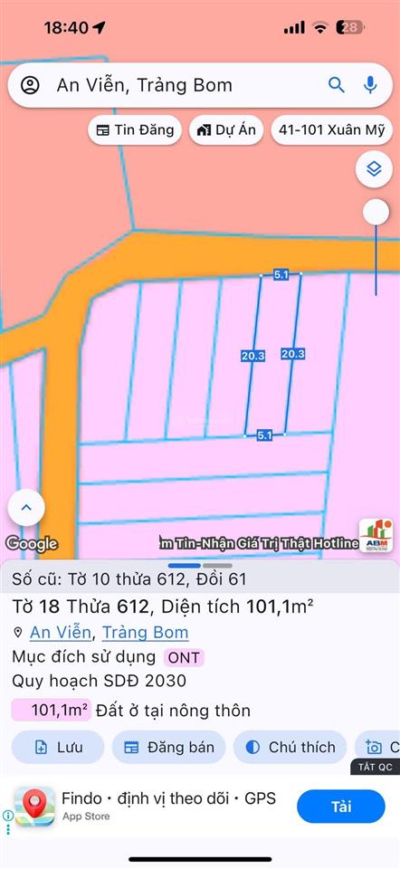 Cáo,bán đất an viễn trảng bom 5x20m giá 770 triệu sổ riêng