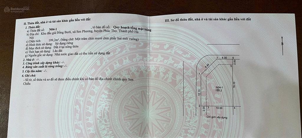 Bán đất đấu giá đồng bưởi  sen phương  phúc thọ 199.2m² lô góc 2 mặt tiền. ô tô chạy vòng quanh
