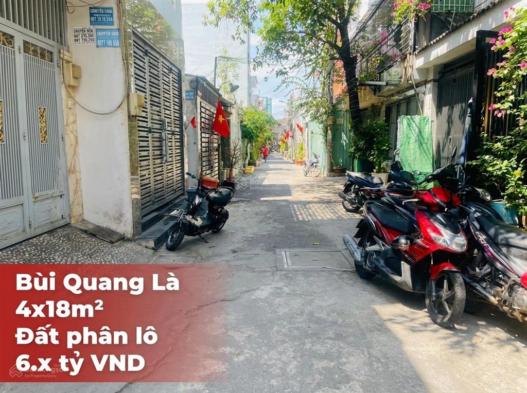 Bán đất bùi quang là gò vấp  khu phân lô đồng bộ  4x18m vuông vức  6.x tỷ