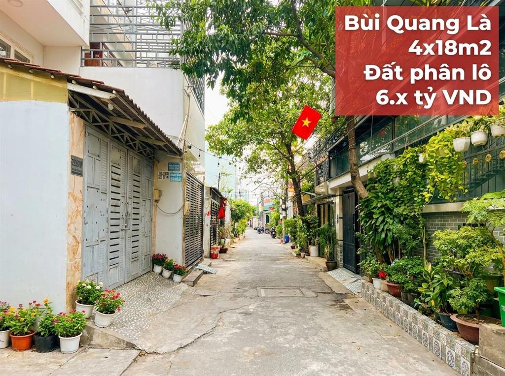 Bán đất bùi quang là gò vấp  khu phân lô đồng bộ  4x18m vuông vức  6.x tỷ