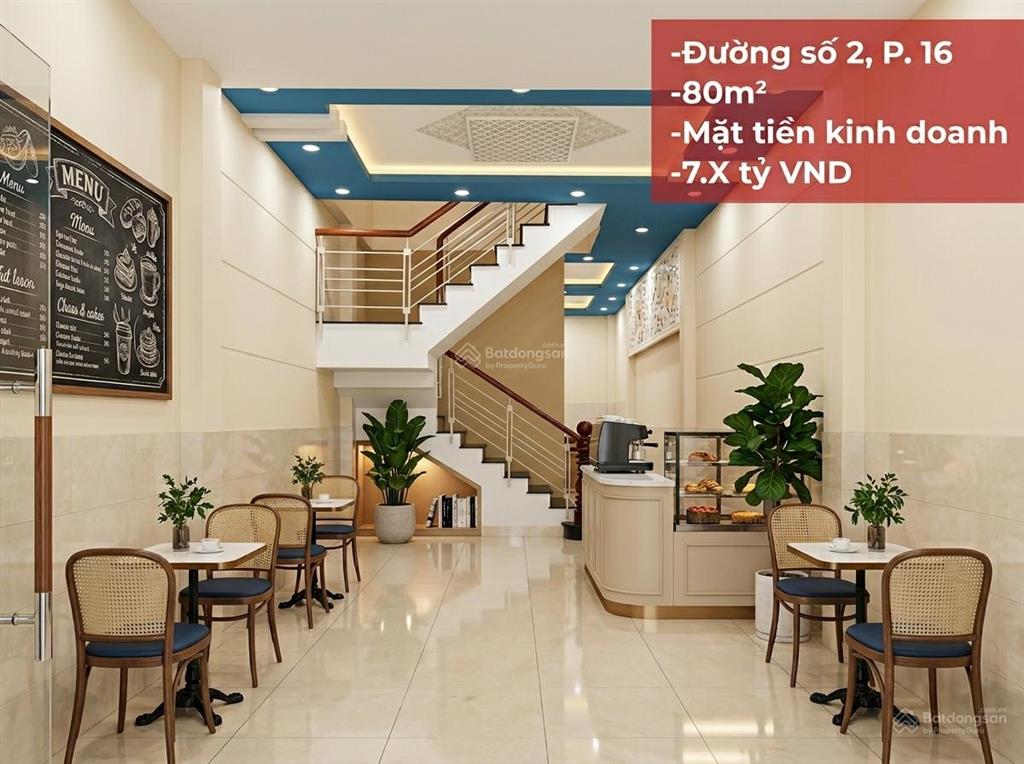 Bán nhà đường số 2 p16, quận gò vấp  80m2  mặt tiền kd  chỉ 7.x tỷ còn tl