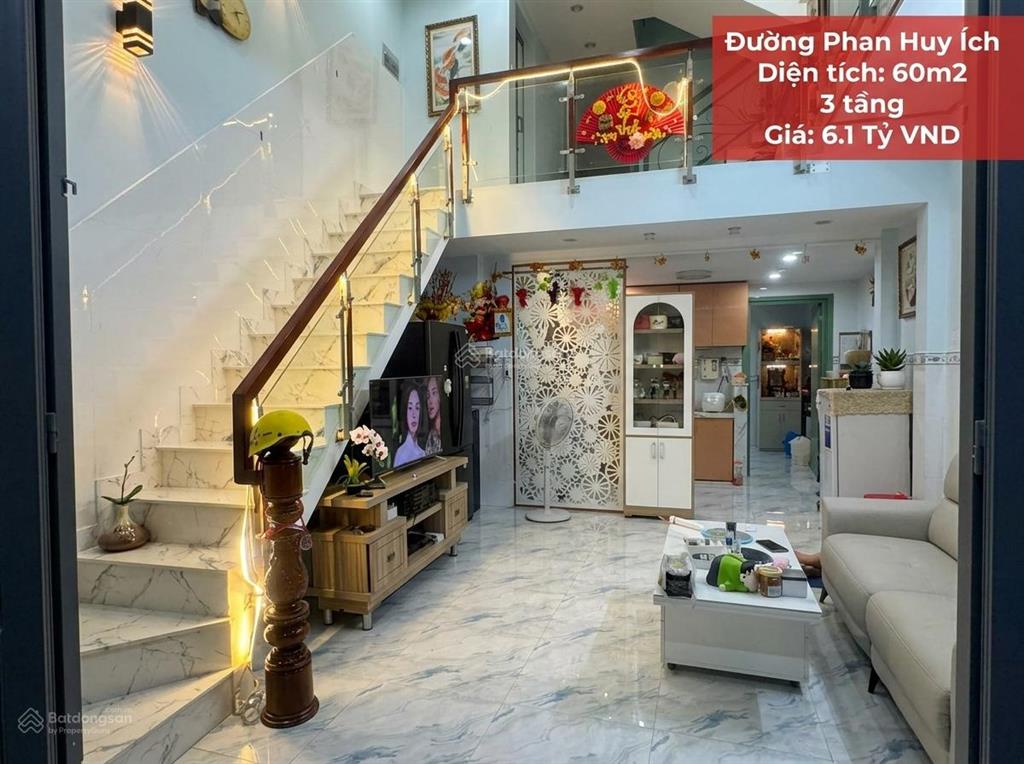 Bán nhà đường phan huy ích, quận gò vấp  60m2  hẻm 4m  ngang 4.3m  chỉ 6.1 tỷ còn tl