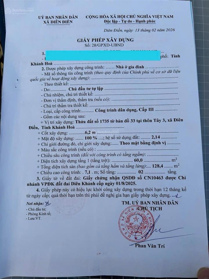 Đất dân cắt 2 lô đất thổ cư diên lạc, khánh hòa.