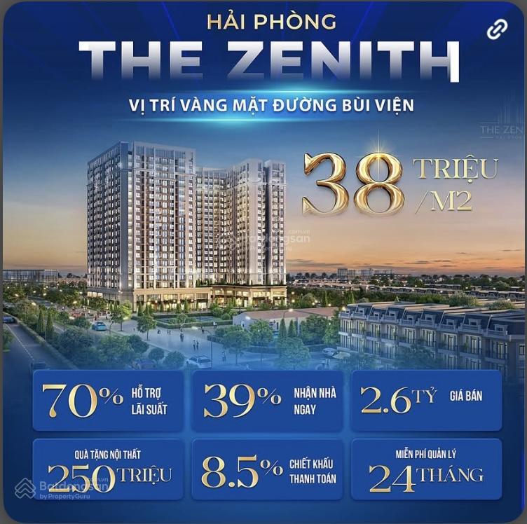 Bán ch 62m2 tại the zenith hải phòng, 38 triệu vnd