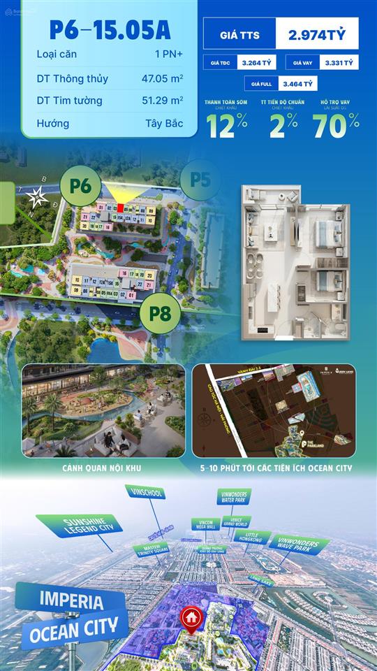 Giá chỉ 2,9 tỷ căn 1 phòng ngủ+ tòa p6 | giá tốt tại the parklandmik groupvin ocean park2