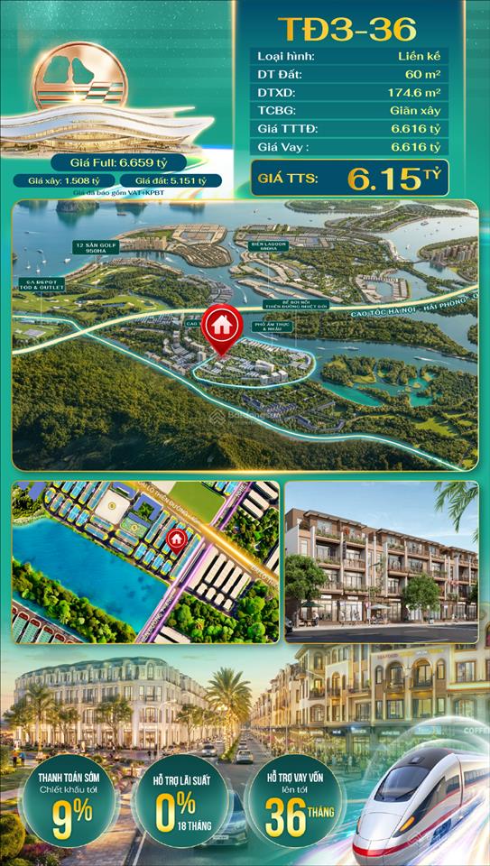 Căn liền kề hạ long xanh 60m2, áp voucher 1,4 tỷ còn 0đ cho 30% vốn tự có