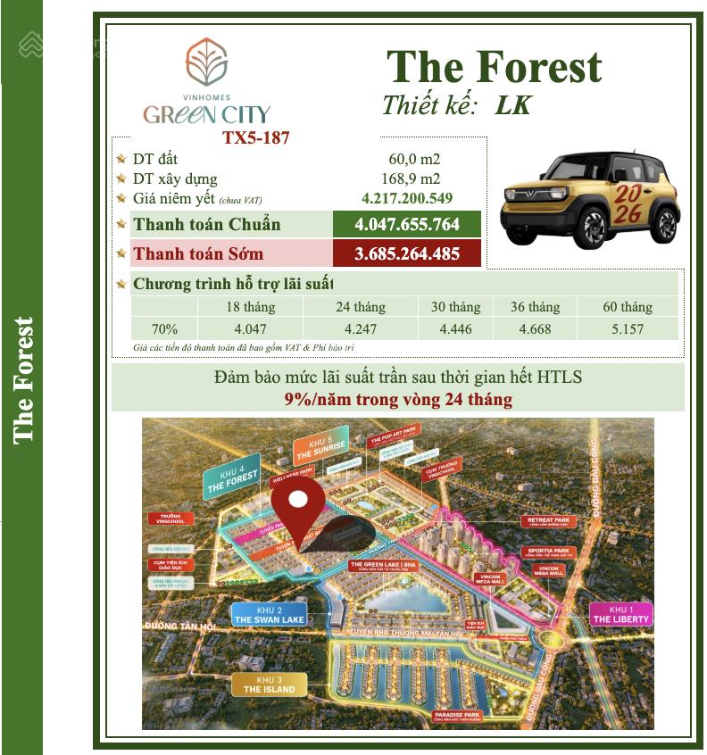 Bán gấp bt đẹp tại vinhomes green city, 3,685 tỷ, 60m2, 3pn, 3wc