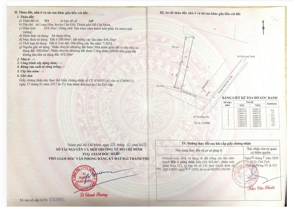 Bán đất ở nông thôn, giá 20tr/m2, diện tích 654m2