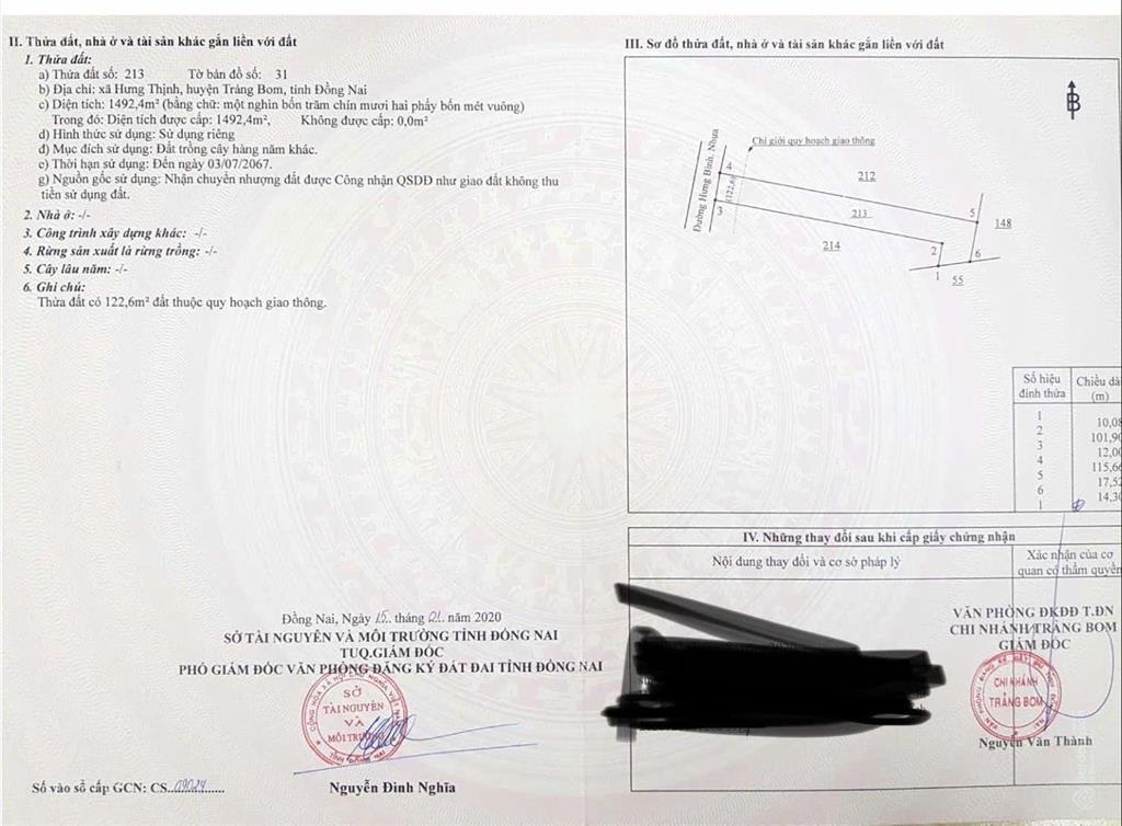 Bán đất mặt tiền đường nhựa hưng bình xã hưng thịnh, đồng nai giá ưu đãi 2,1 tỷ