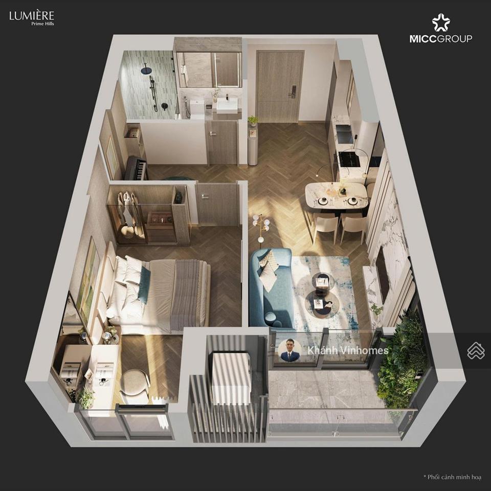Căn 1pn+1 rộng 50,6m2, thiết kế đẹp, tầng trung tòa a1 lumiere prime hills cổ loa.  0942 044 ***