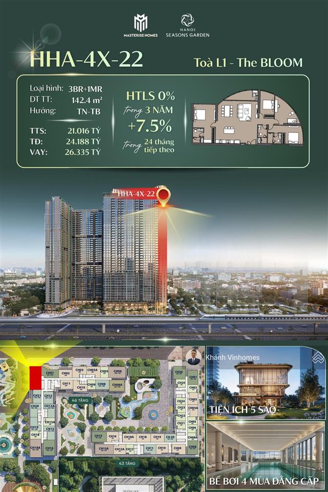 0942 044 ***  "nổi bật" căn hộ 4pn kính cong "tầng cao" giá 20,58 tỷ hà nội seasons garden