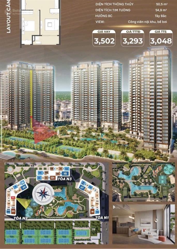 Cần bán gấp căn 1pn+1 masteri trinity  3.143 tỷ