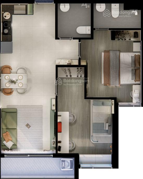 Bán căn hộ 2pn, 2wc, 55m2 tại bcons newsky, giá cực chất 2,5 tỷ