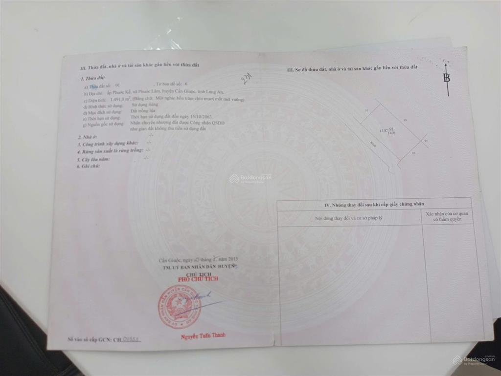 Lô góc ngay ngã tư đường nhựa lê thị lục phước lâm cần giuộc cũ 1491m², đã san lấp + có nhà xưởng