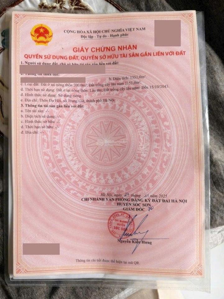 Chính chủ bán đất giá rẻ trung giã, sóc sơn cần bán gấp lô đất đẹp diện tích 1.351m, có 2