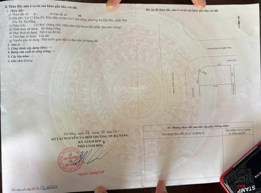 Bán lô đất 2 mặt tiền chính hữu, đông kinh nghĩa thục, p. an hải bắc, sơn trà