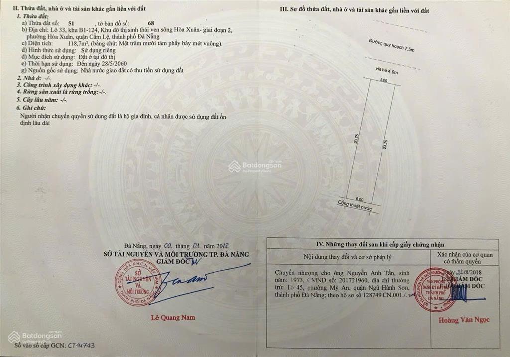 O94.8o1.3ooobán cặp lê minh trung  hòa xuân 236m2 giá 15.2 tỷ thương lượng