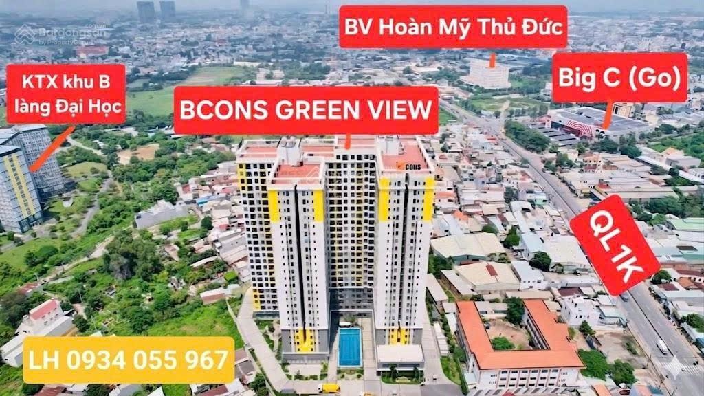 Bán gấp căn hộ 2pn/2wc 51,33m2 tại bcons green view, 2,05 tỷ 0934 055 ***