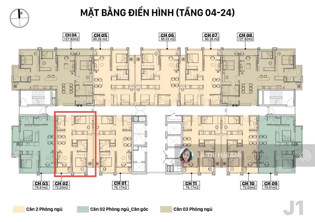 Pass sang tay hợp đồng mua bán căn 2 ngủ toà j2  jade square  72m2  cắt lỗ