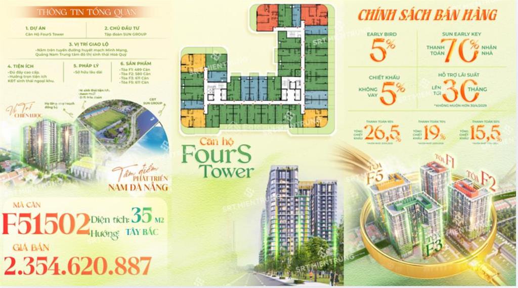 Độc quyền căn stu tầng cao duy nhất tại fours tower, 2 tỷ vnd, 35,26m2