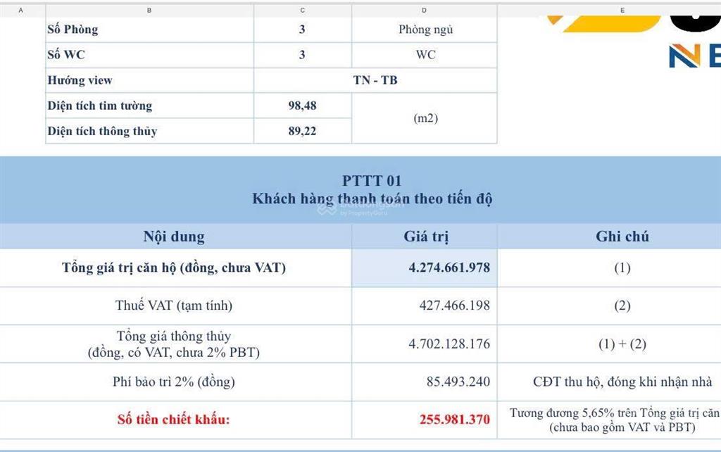 Căn hoa hậu 99m2 3pn3wc giá 4,7 tỷ đã có vat bcons new sky ( dự án thứ 20)