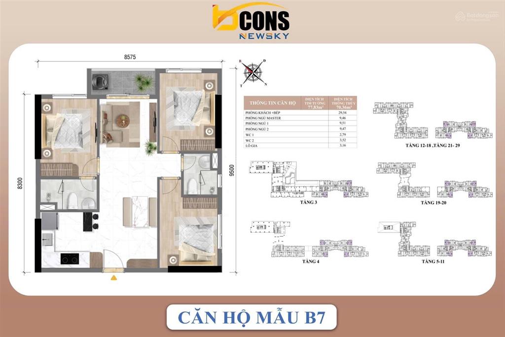 Căn góc 3pn 2nvs giá 4 tỷ đã có vat