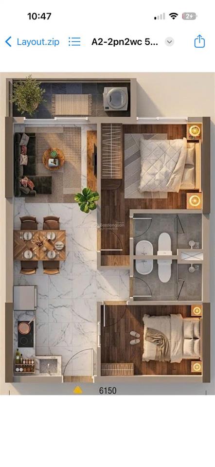 Căn 2pn2wc 55m², 3,046 tỷ, thanh toán 10% (2 đợt) kí hđmb (quý iv/26), nhận nhà quý ii/28
