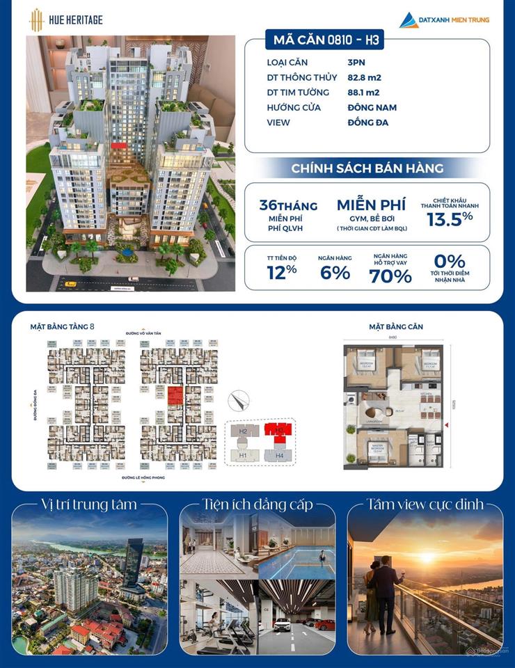 Sở hữu căn hộ 3pn trung tâm tp huế vừa để ở, vừa đầu tư giữ tài sản hiệu quả