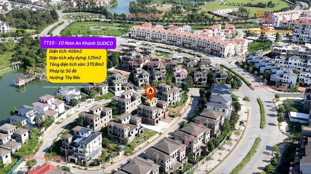 Bán biệt thự song lập vista nam an khánh, 416m2, sổ đỏ, nhà thô, mặt tiền 15m, giá 90 triệu/m2