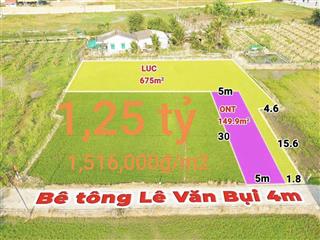 Bán lô đất thổ lúa làm nhà vườn xã Vàm Cỏ gần Quốc Lộ 50B giá 1,25 tỷ