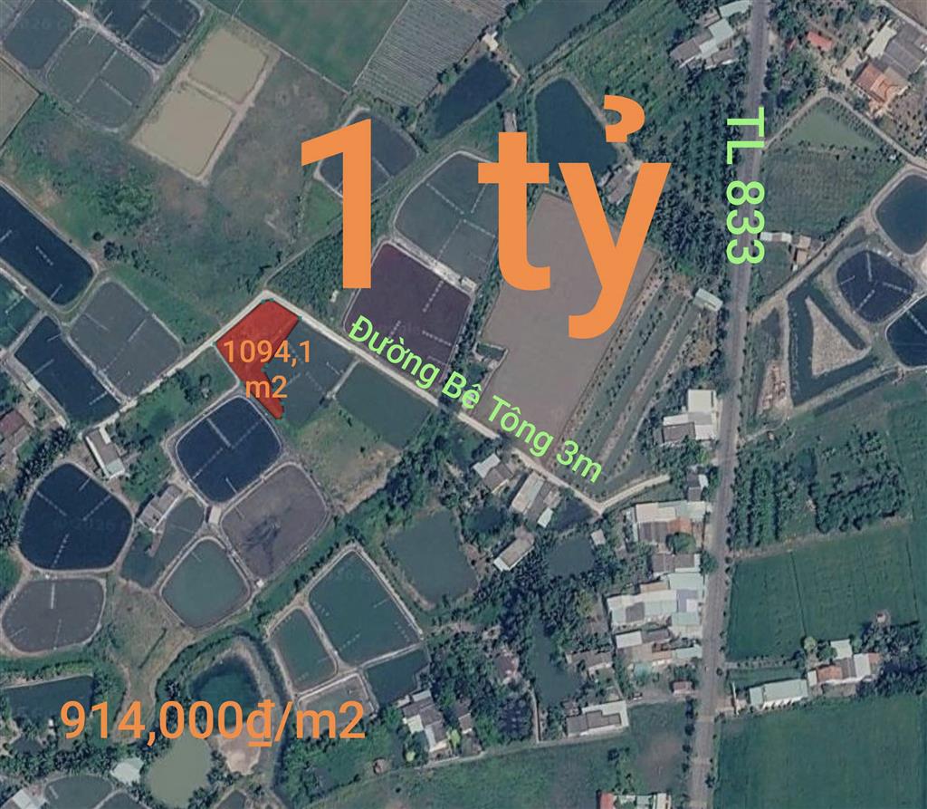 Bán gấp lô đất lúa chuyển thổ hai mặt tiền giá 1 tỷ
