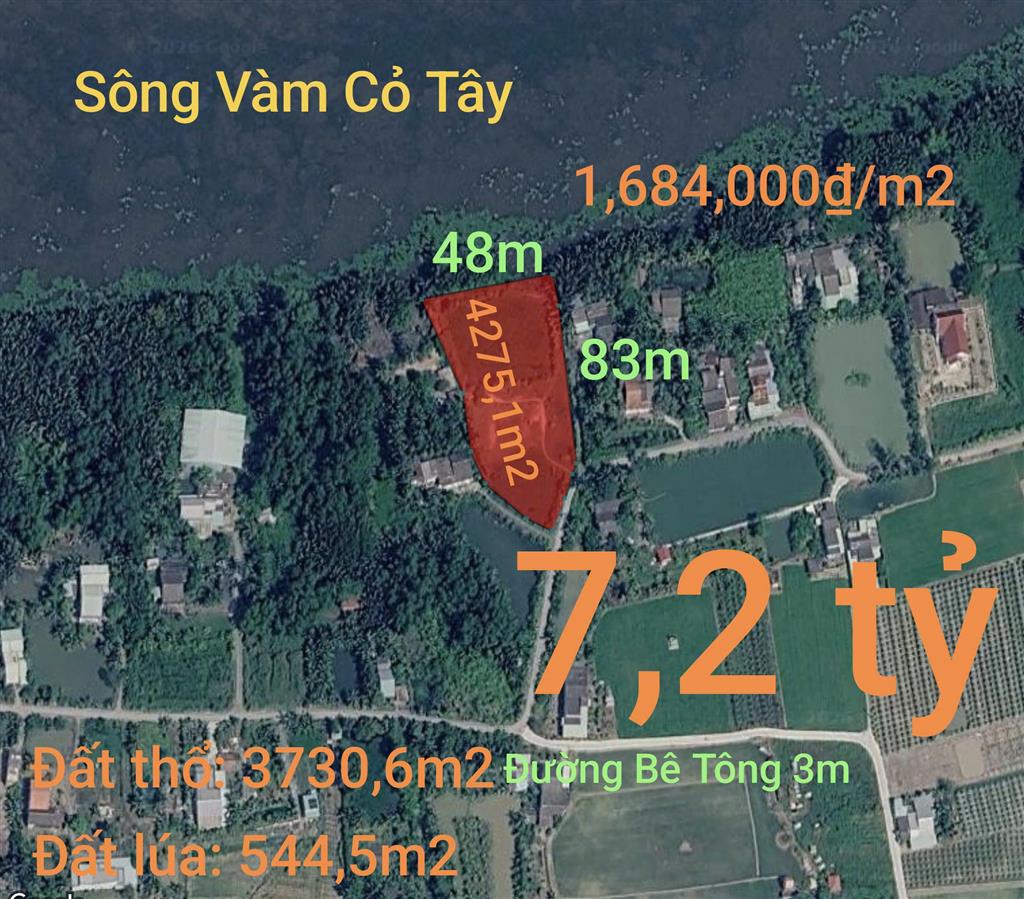 Bán lô đất thổ lúa làm nhà vườn xã Thuận Mỹ giá 7,2 tỷ