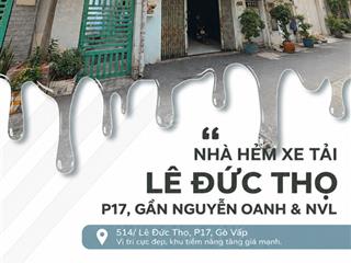 Chỉ 84tr/m2 cn 107m2 hxt 514 lê đức thọ p17 5,7x23m đct 18tr/tg, khu vực trung tâm, giá chỉ 9 tỷ tl