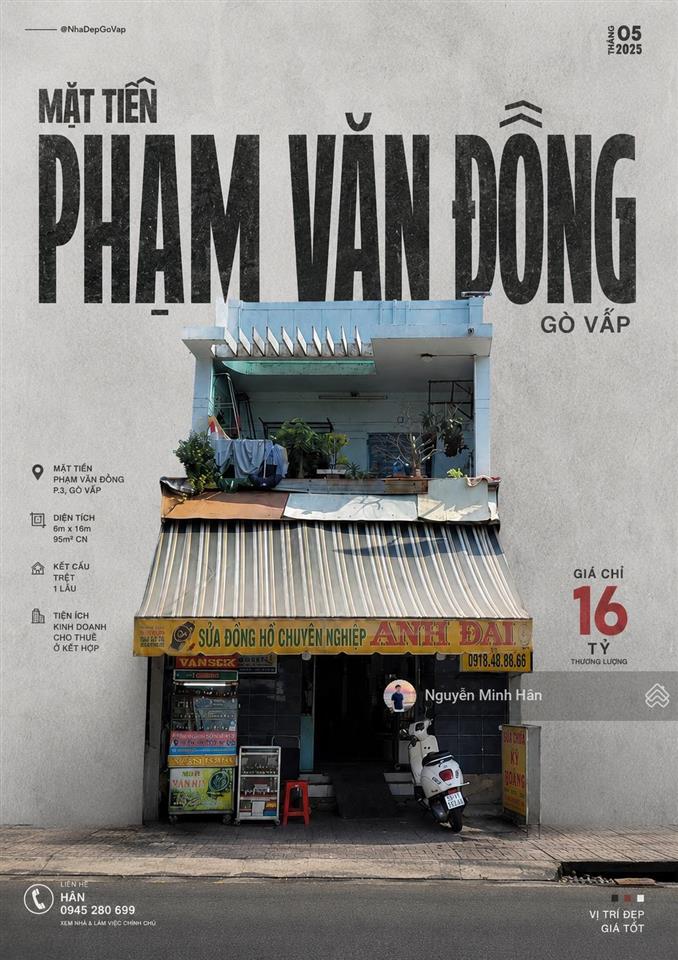 Mtkd phạm văn đồng 6x16m cn 95m2 2 lầu vị trí trung tâm kinh doanh f&b giảm còn 16 tỷ tl