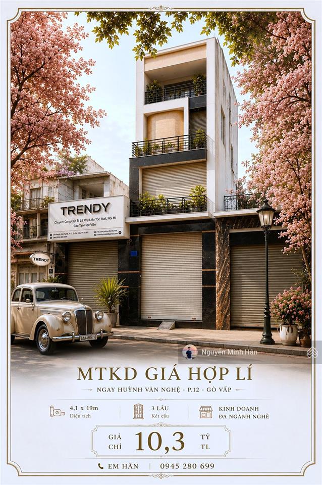 Mtkd giá hợp lí ở ngay huỳnh văn nghệ p12 4,1x19m 3l kinh doanh đa ngành nghề giá 10,3 tỷ tl