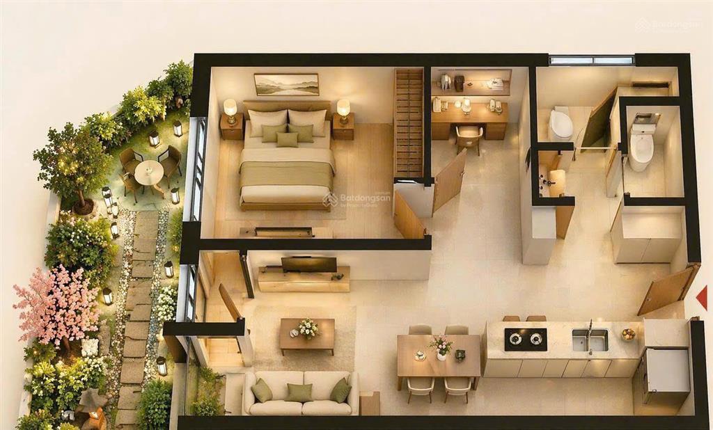 Hiếm căn 1br+ rộng như 2pn tại sun fours đà nẵng, có sân vườn riêng, chỉ từ 2,6 tỷ