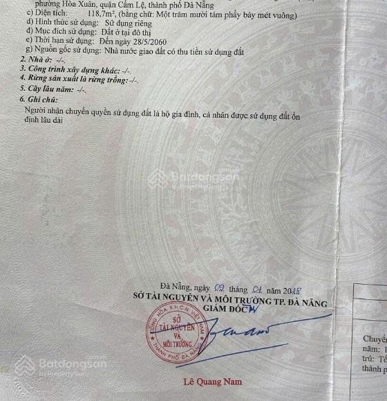 Bán lô đất đường lê minh trung, hòa xuân, đà nẵng