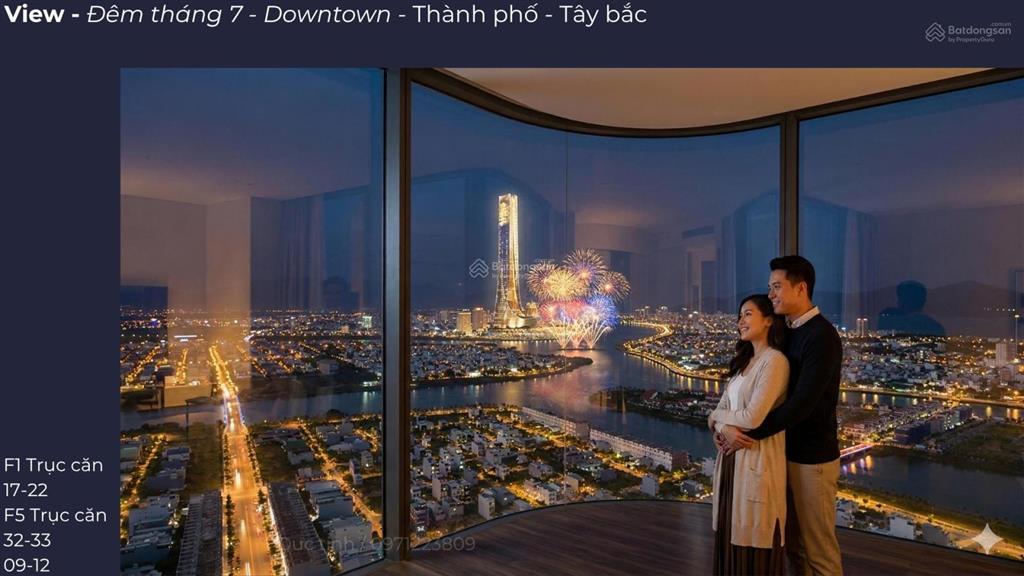 Căn stu view pháo hoa thành phố và sông hàng fours tower