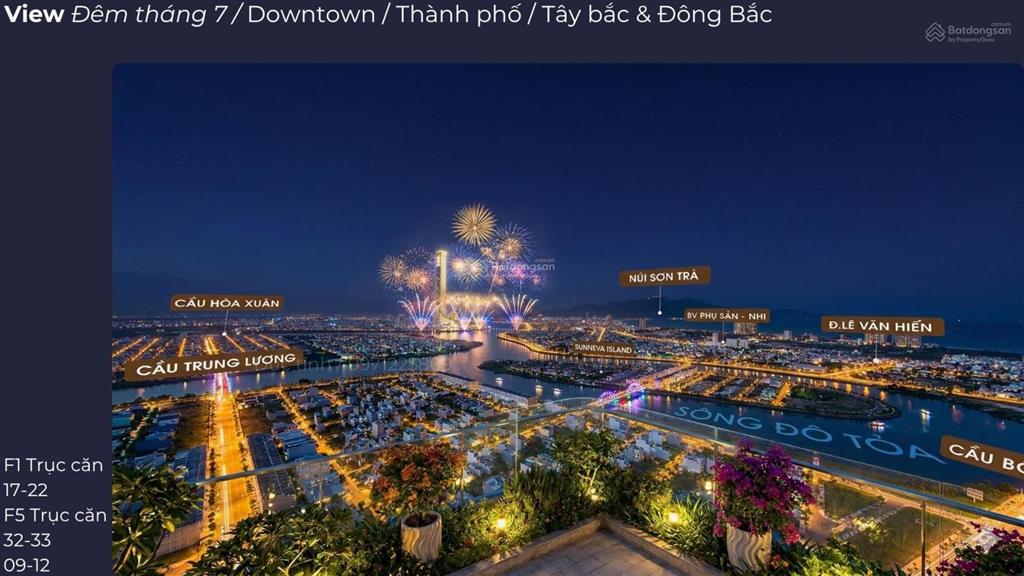 Căn stu view pháo hoa thành phố và sông hàng fours tower