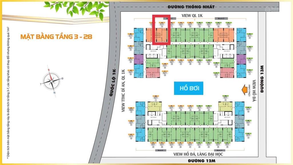 Một căn duy nhất hàng chủ đầu tư tại bcons plaza mặt tiền đường thống nhất liền kề làng đ
