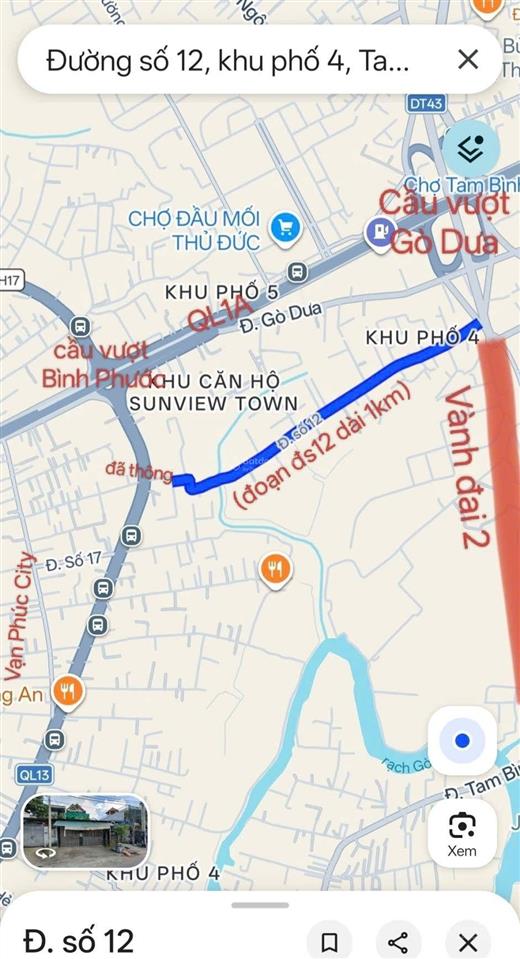 50tr/m bán đất tặng nhà+4p trọ, ngang 7m hxh đs 12 nối vành đai 2 thông ql13,200m,tam bình,thủ đức