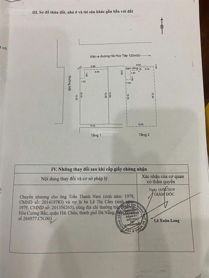 Bán nhà 2 mặt kiệt ô tô hà huy tập, phường thanh khê đông. dt 75m