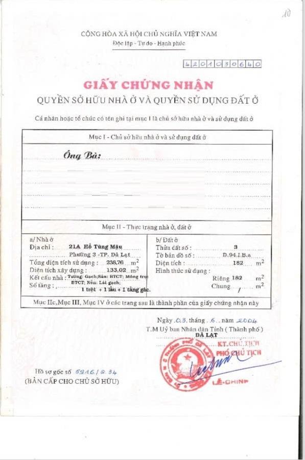 Bán khách sạn mimosa villa vị trí hiếm ngay trung tâm đà lạt, view hồ xuân hương
