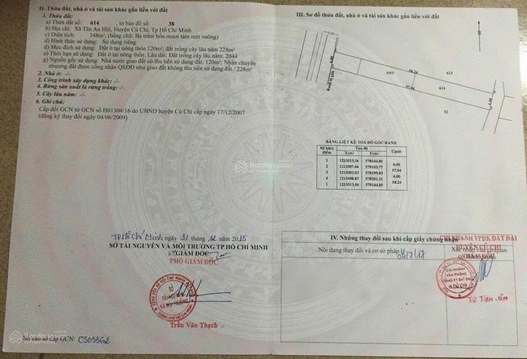 Cần bán gấp lô đất 350m2 (120m2 thổ cư) xã tân an hội, huyện củ chi giá 1.5 tỷ, sổ hồng riêng