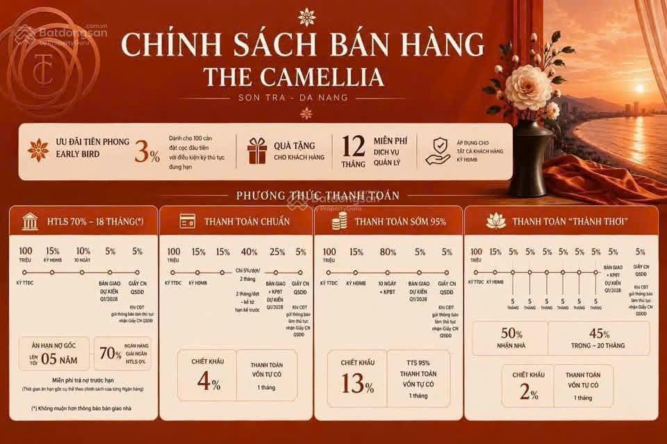 Mở bán căn hộ biển sơn trà the camellia "tựa núi  hướng biển" giá chỉ từ 1,68 tỷ, sở hữu lâu dài