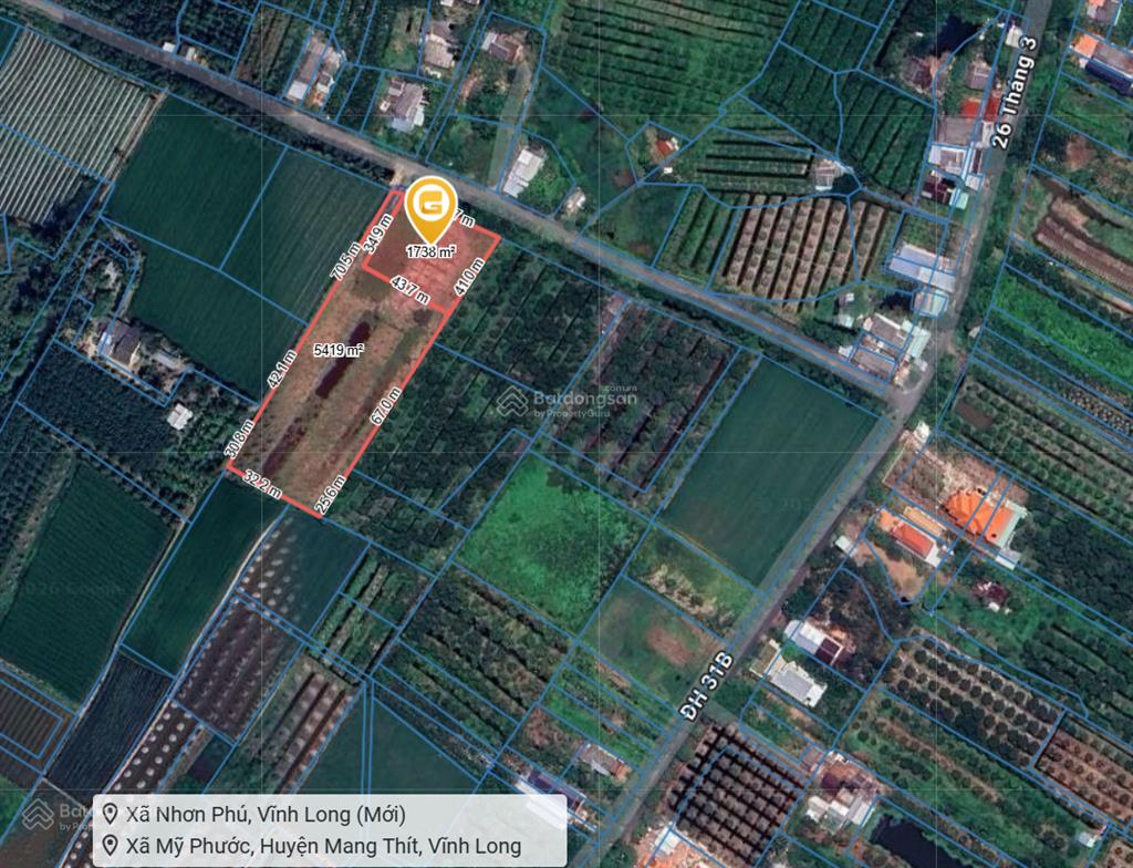 Cần bán 7.111m2 đất tại nhơn phú, mang thít, vĩnh long