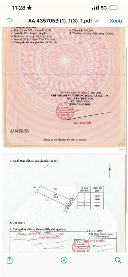 Bán đất xây nhà vườn, 1 sẹc nhựa đức hòa thượng, 10x48 giá chỉ 1ty050, shr, đất lúa được chuyển thổ