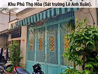 Bán gấp nhà phú thọ hòa tân phú 40m2 x 2 tầng, hẻm xe hơi thông sát trường học, chỉ 3.5 tỷ tl