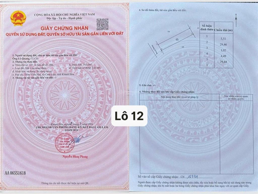 Bán đất ngay trung tâm phát triển mới của cam lâm, nằm giữa 4 siêu đô thị của tập đoàn vingroup