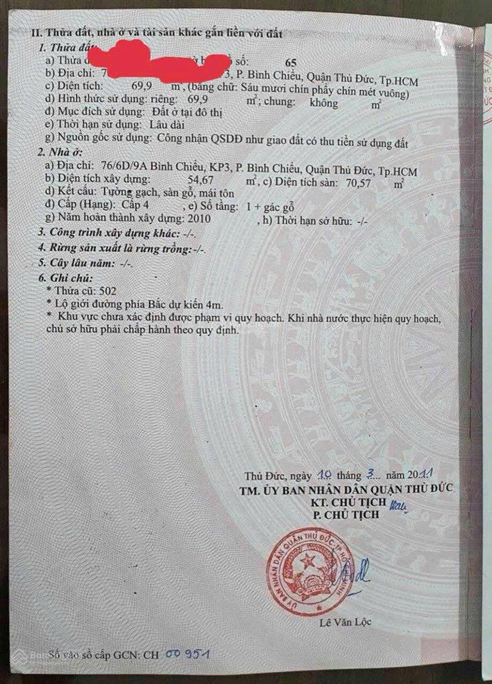 Bán nhà riêng tại bình chiểu, 3,85 tỷ, 70m2.   0565 593 ***